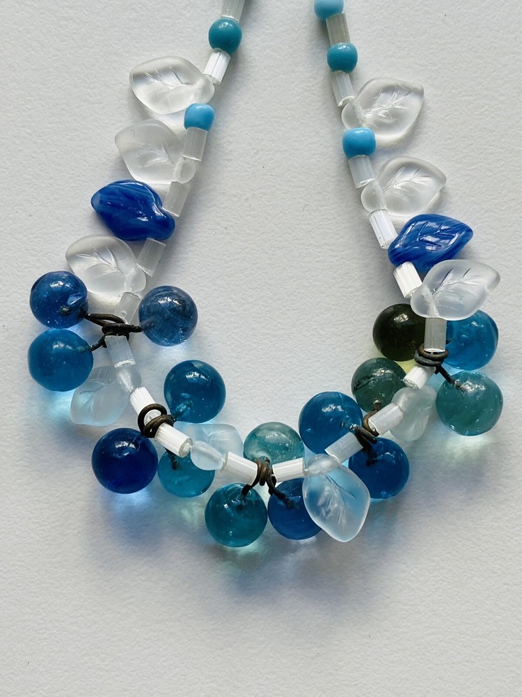 Vintage Czech Glass Bead Necklace with Contemporary Finding