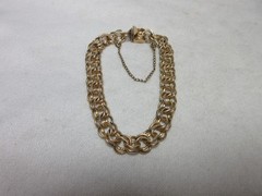 JB 12K GOLD FILLED DOUBLE LINK BRACELET WITH SAFETY CHAIN #23