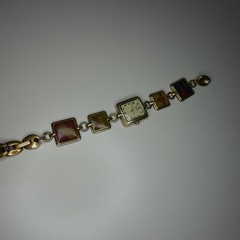 Vintage Fossil Charm Bracelet Watch with Pineapple and Ladybug Charms