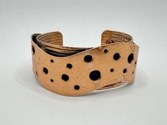 Vintage 50’s RENOIR Copper Swiss Cheese Chunky Cuff Bangle Bracelet MCM 1 1/8”