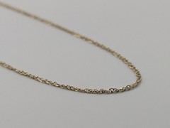 14k Yellow Gold 0.6 mm Twisted Chain Necklace. Adjustable Chain Necklace.
