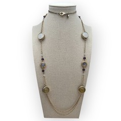 Blue Cabochon & Neutral Stone Long LOFT Necklace – Romantic Classic Chic