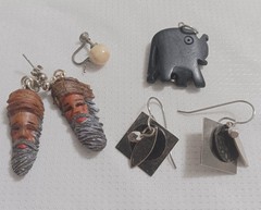 COOL Lot Of Vintage Tribal Jewelry Bone Beads Wood Shells Gemstones Leather Etc