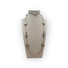 Blue Cabochon & Neutral Stone Long LOFT Necklace – Romantic Classic Chic