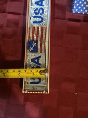 Vintage USA Flag Rhinestone Cuff Bracelet Red White Blue Patriotic 4th of July