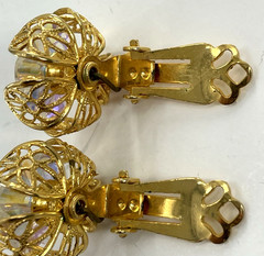 Juliana Delizza Elster Gold Tone Topaz Margarita Navette Brooch Earring Set