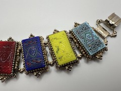 Antique Colored Tile Chain Boho Bracelet 6.5” X 4.5cm JB21
