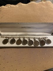 Indian Head Pennies Each Are Enclosed In A Bezel Attached To 925 Italy Bracelet