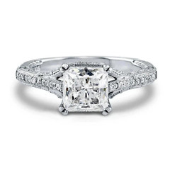 2Ct Moissanite Princess Cut White Engagement Ring 14K White Gold Plated