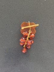 Vintage Russian Gold Filled Amber Leaf Grape Cluster Brooch Pin F227