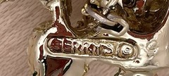 Gerry’s Christmas Bells Brooch Gold Tone Enamel Holly Rhinestone Vintage