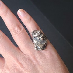 VTG MCM Sterling Silver Brutalist Modernist Abstract Embrace Statement Ring Sz 7
