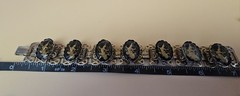 Vintage Siam Thai Dancer Panel Bracelet Black Glass Intaglio 7″ Wide…