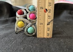 Fun Lot Of 4 Vintage/Modern Silver Tone Colorful Chunky Bracelets Acrylic Beaded