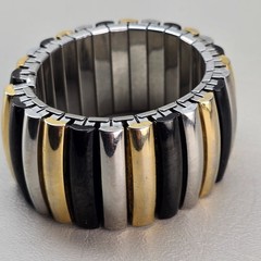Vintage Stretch Bracelet Silver Gold Black Tone Expandable Link Bracelet
