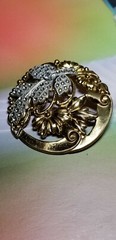 Victorian Vintage Repousse Flower Art Nouveau Art Deco Brooch 2″ Fine Detail