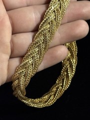 Vintage Erwin Pearl Gold Tone Braided Chain Necklace Signed Adjustable 18″