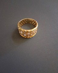 Vintage Ring 18K Gold Band 750 Diamond Lattice Yellow White Gold