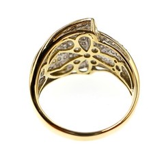 Classic 14k Solid Yellow Gold 1ct Natural Diamond Belt Buckle Ring Size 6.25