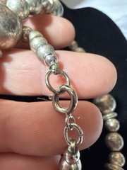 Vintage Silver Tone Alternating Bead Necklace 26” Spring Ring Lot# 1407