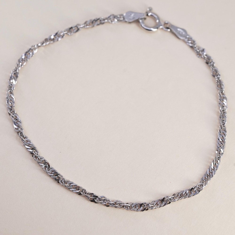 7″, 2mm, Vintage Milor sterling silver bracelet, Singapore chain bracelet
