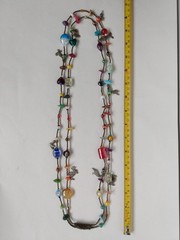 Handcrafted Boho Fun Chunky Glass Beads Charms Long Necklace New NWOT 34″ Fish