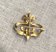 Antique 14K Gold Fleur De Lis Seed Pearl Brooch Pin & Pendant 3.1g