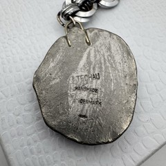 Vintage Techau Denmark Silver Tone Book Chain Pendant Necklace 16.5″