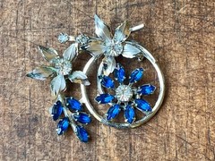 Vintage Flower Brooch Lot #4, 11 Pieces, Enamel Rhinestone Cloisonne Wear/Resell