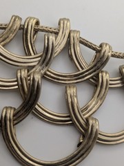 VTG St. Thomas Heavy Gold Tone Interlocking Crescent Bib Statement Necklace 117g