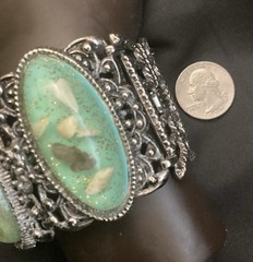 SELRO SELINI Sea Foam Green Confetti Lucite Chunky Bracelet 7.5”