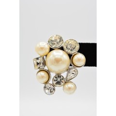 Vintage Crystal Cluster Earrings Chunky Rhinestone Pearl Heavy Bridal NOS 1980s
