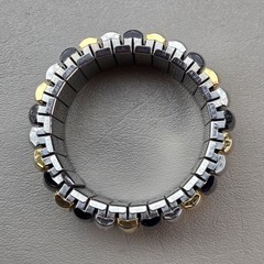 Vintage Stretch Bracelet Silver Gold Black Tone Expandable Link Bracelet