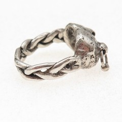 925 Sterling Silver Antique Art Deco Woven Oxidized Ring Size 11.25