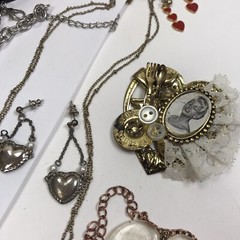 Vintage To Mod Heart Jewelry lot Love Retro Rockabilly locket 1+ pounds Coquette