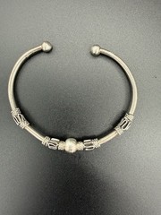 Vintage 925 Sterling Silver Cuff Bracelet Open and Slide Pendant
