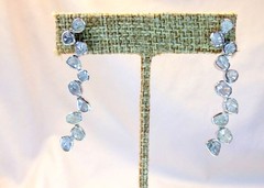Genuine Polki Cut Diamond Sterling Silver Tennis Earrings 1.35 CT 7.9gr