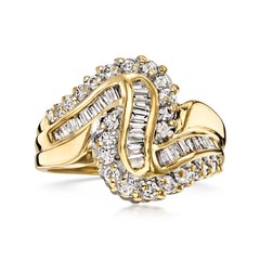 Vintage 1.00 ct. t.w. Diamond Swirl Ring in 14kt Yellow Gold. Size 7.5