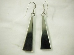 Fine 24 stone Gemstone inlaid Drop Dangle Earrings Sterling Silver Kidney Wires