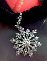 Vintage Sterlling Silver 925 Choker Collar Black Lace Velvet Necklace Pendant