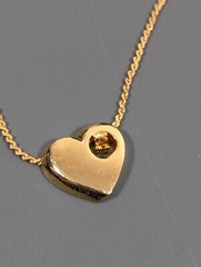 Vintage Faux Topaz Heart Birthstone Choker necklace Gold Tone 15 in