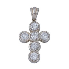 Vintage Sterling Silver 925 Cubic Zirconia Cross Pendant