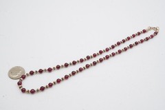 Vintage Sterling Silver 925 Garnet Bead Necklace 17″