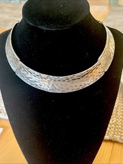 Vintage Hammered Silver Choker Adjustable Length & Articulated Excellent