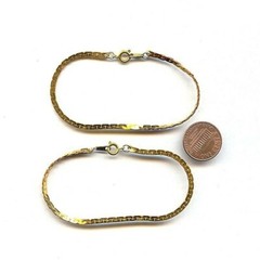 2 VINTAGE SOLID BRASS 2.5mm. BANANA CHAIN 7″ POLISHED BRACELETS X224