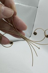 Gold Filled Wire Spray Brooch Sash Pin Pink Crystals Accents VTG