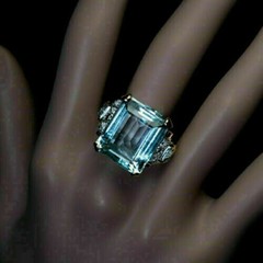 Art Deco Antique Vintage 5.30 Ct Aquamarine Wedding Ring 14K Yellow Gold FN