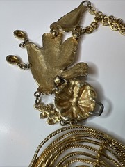 Vintage Cadoro Signed Gold Tone Bird Runway Statement Necklace Rare 16”