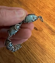 Vintage 60s 3 Piece Faux Turquoise Jewelry Necklace Set Bracelet Earrings ￼