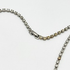 Vtg Statement Art Deco Clear Rhinestone Choker Necklace 14.5″ Silver Tone Bridal